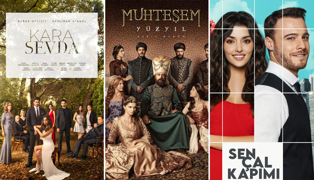 Popular Turkish series from left to right: Endless Love, The Magnificent Century, Love is in the Air