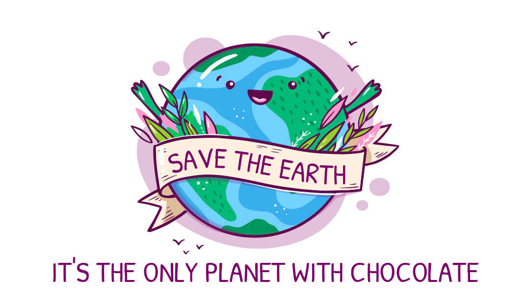 Earth day image written save the earth it is the only planet with chocolate on top